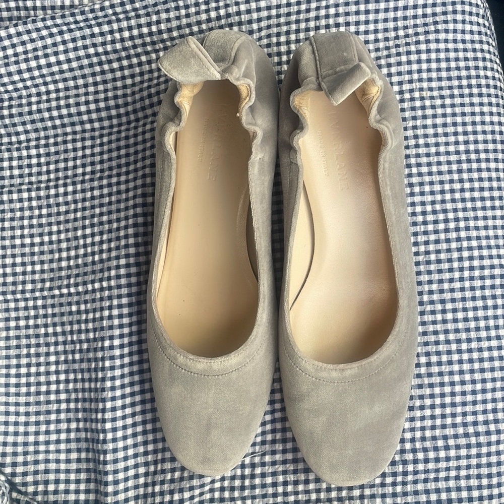 Everlane The Italian Leather Day Heel Ballet Pumps Grey Size 7.5 like new